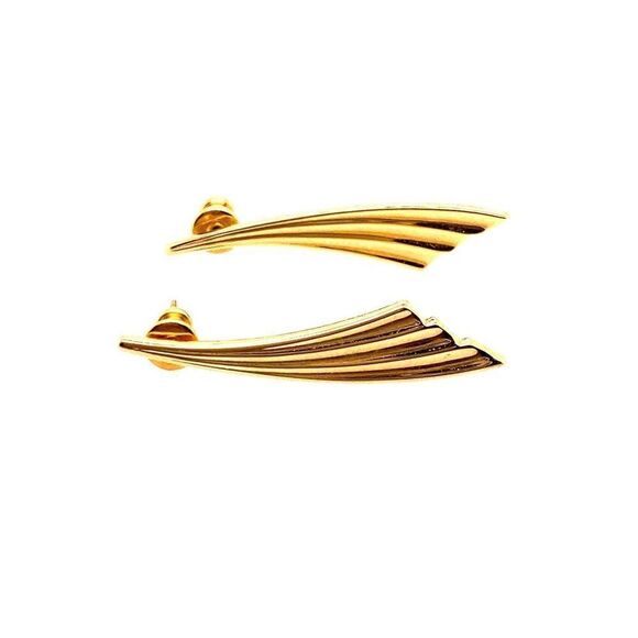 Gold Plated Feather Earrings - Picture 3 of 10